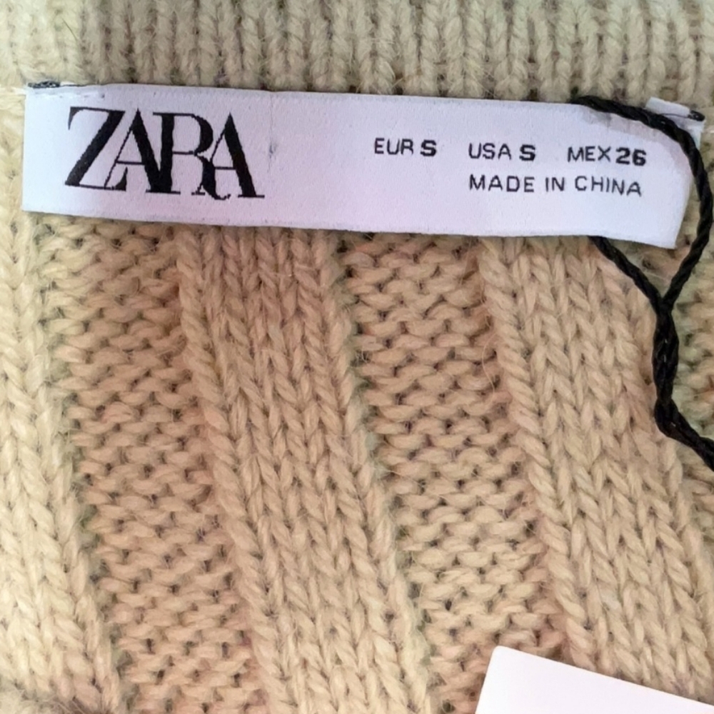 NWT ZARA Tan Cropped Ribbed Knit Sweater - Picture 6 of 6